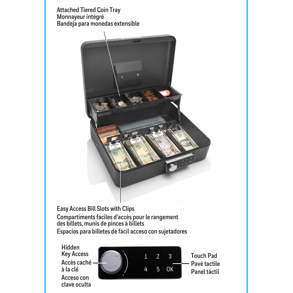 Honeywell 6213DG Digital Tiered Cash Box with Touchpad Lock (4 Bill/5 Coin Slots) - Image 5