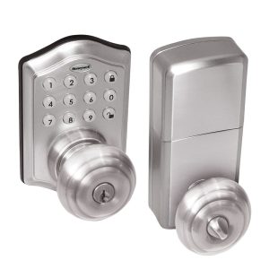 Honeywell Digital Entry Keypad Door Lock with Door in Satin Nickel, 8732301L