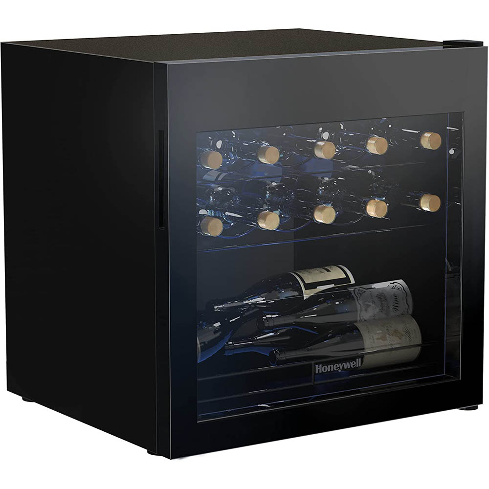 Honeywell 14 Bottle Countertop Wine Cooler Refrigerator with Slide Out Shelving, Black - H14WCB - Image 2