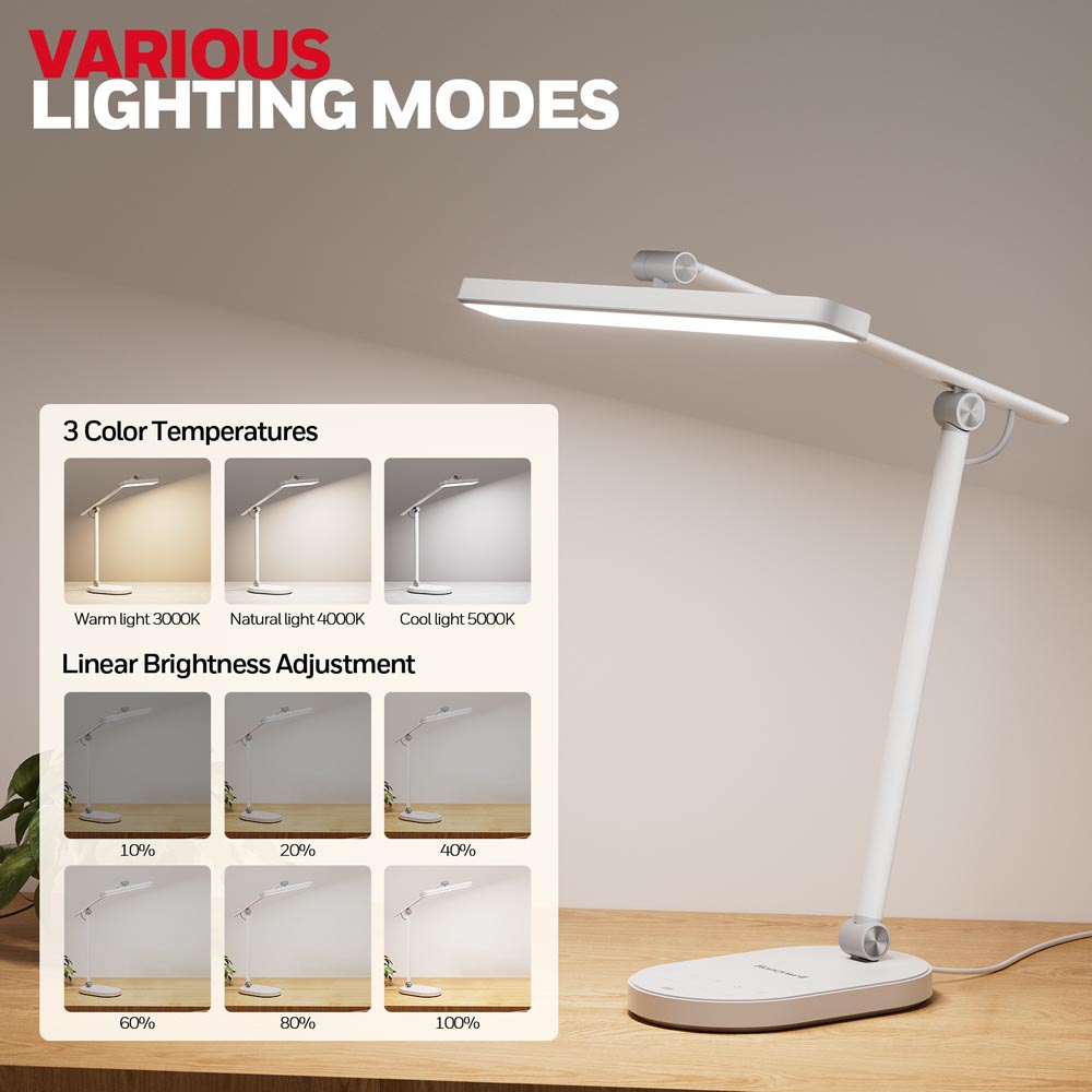 Honeywell Intelligent Dimmable Eye Protection Reading Desk Lamp, H4 Sunturalux, White - HWT-H4W - Image 2