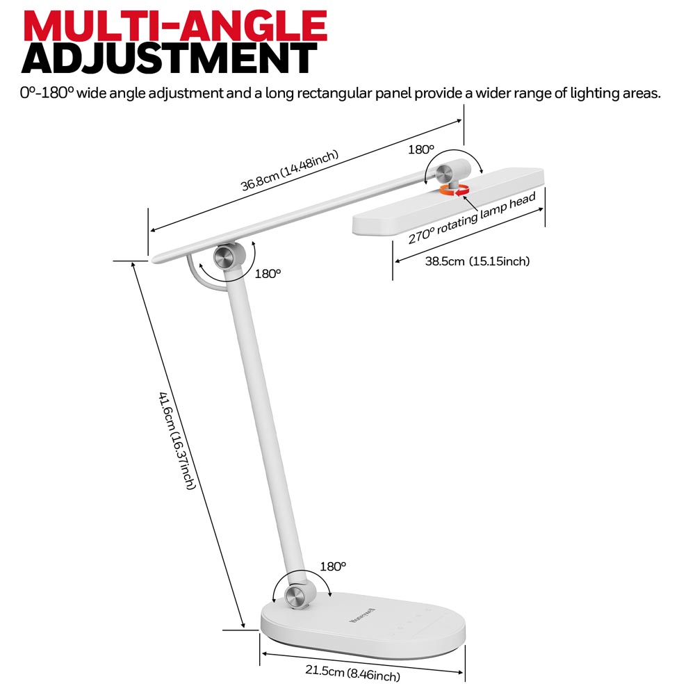 Honeywell Intelligent Dimmable Eye Protection Reading Desk Lamp, H4 Sunturalux, White - HWT-H4W - Image 4