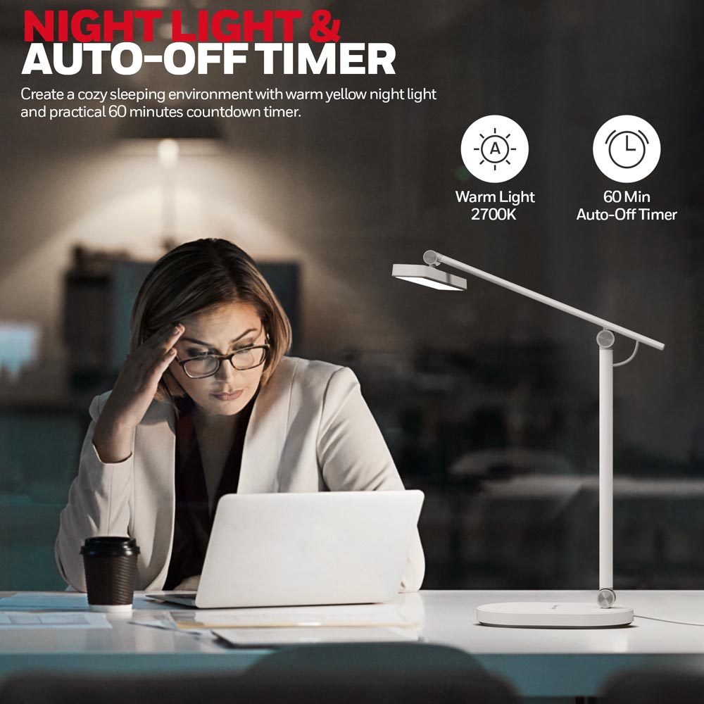Honeywell Intelligent Dimmable Eye Protection Reading Desk Lamp, H4 Sunturalux, White - HWT-H4W - Image 6
