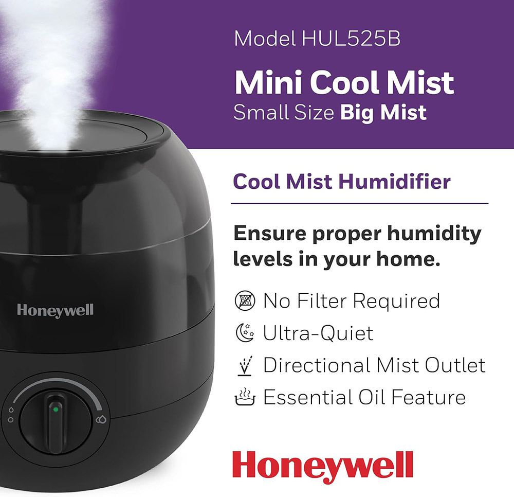 Honeywell Mini Cool Mist Humidifier - Black, HUL525B - Image 4