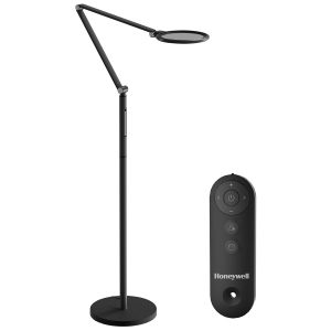 Honeywell Adjustable Modern Floor Lamp with Remote and Eye Protection, 2700k-5700k Color Temperature and 5 Brightness Levels, Black - HWL-F01BK