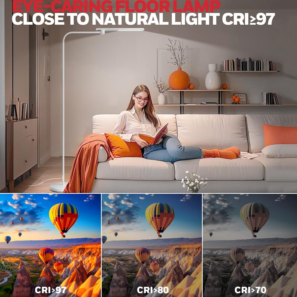 Honeywell LED Floor Lamp, F4 Sunturalux Gooseneck Floor Light, White - F4WT - Image 3