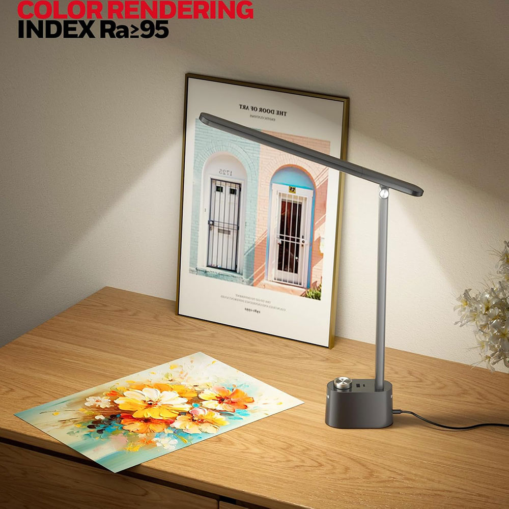 Honeywell Multi-Angle Adjustable LED Desk/Table Lamp with USB A+C Charging Ports and Eye Protection, Black HWT-H01-PRO - Image 5