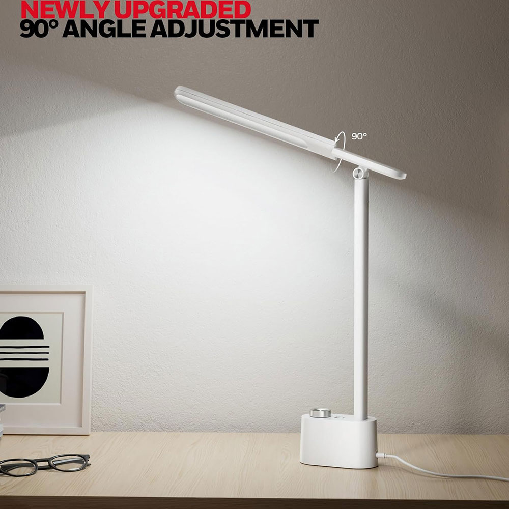Honeywell Multi-Angle Adjustable LED Desk/Table Lamp with USB A+C Charging Ports and Eye Protection, White HWT-H01W-PRO - Image 6