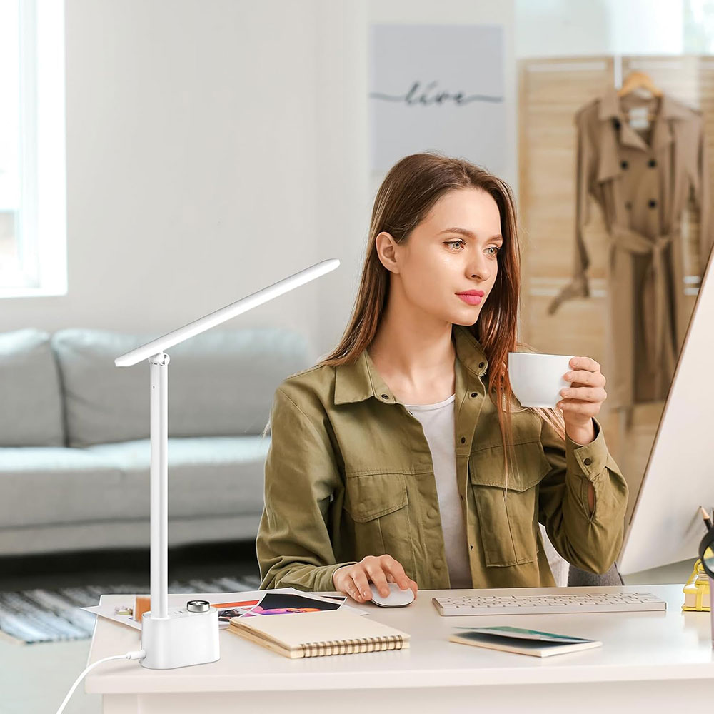 Honeywell Multi-Angle Adjustable LED Desk/Table Lamp with USB A+C Charging Ports and Eye Protection, White HWT-H01W-PRO - Image 8