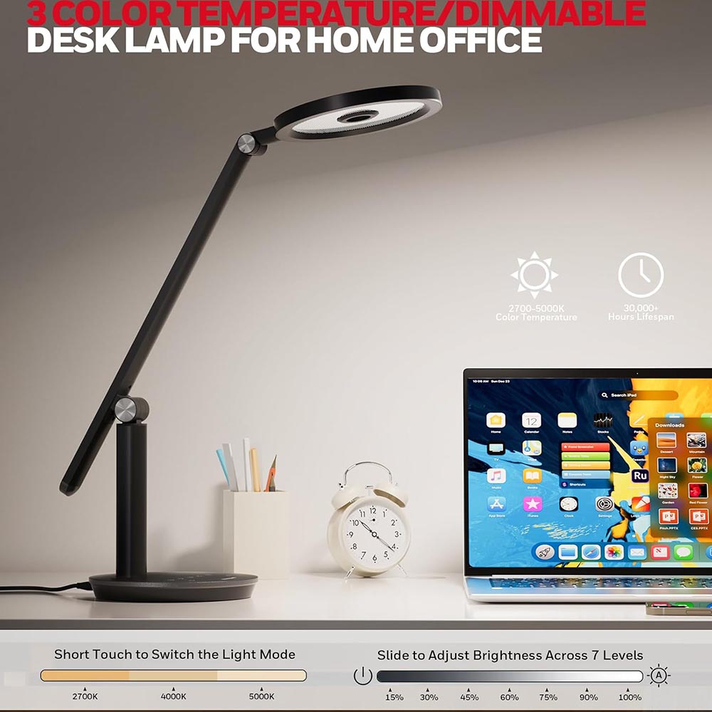 Honeywell H6 Modern Desk Lamp with Touch Controls, Black - Image 2