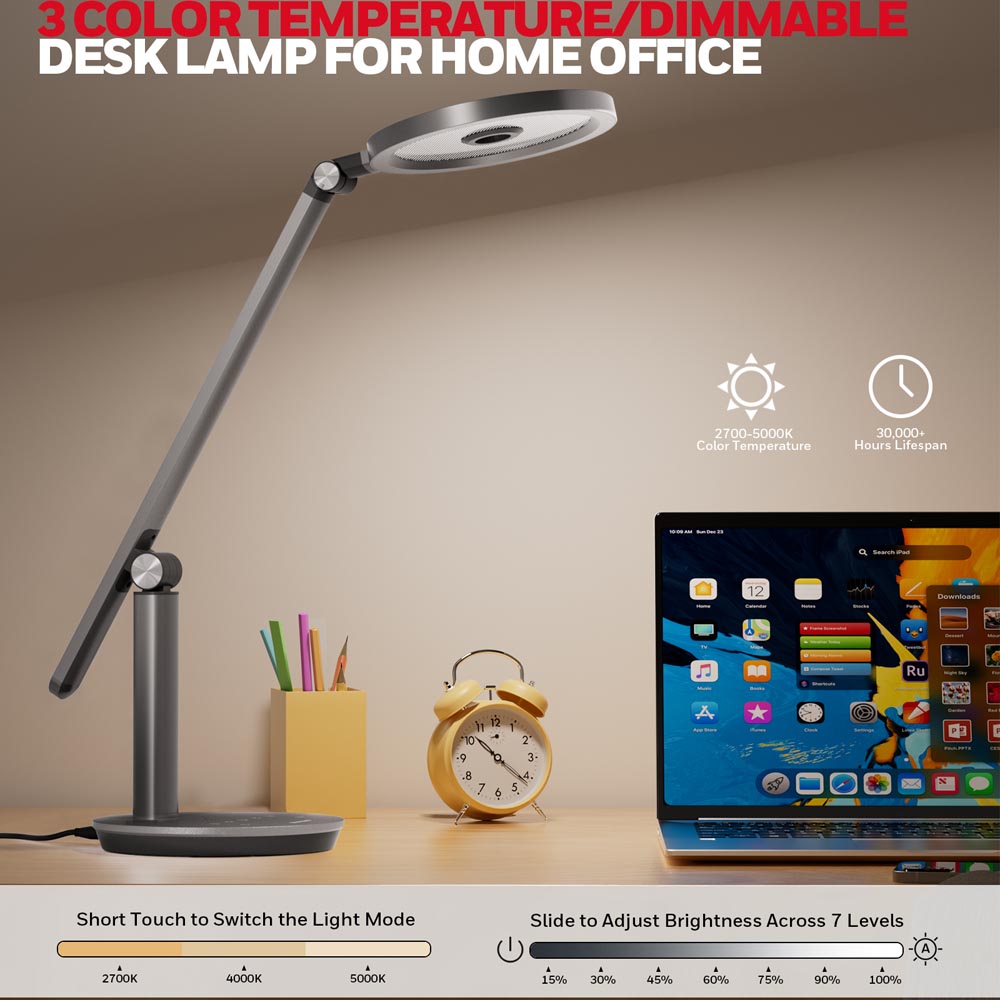 Honeywell H6 Desk Lamp with Touch Controls, Gray - Image 3