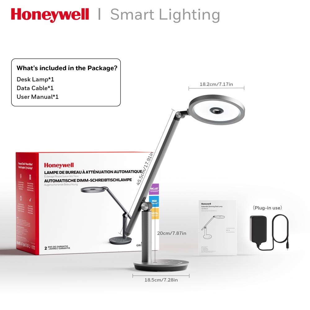 Honeywell H6 Desk Lamp with Touch Controls, Gray - Image 8