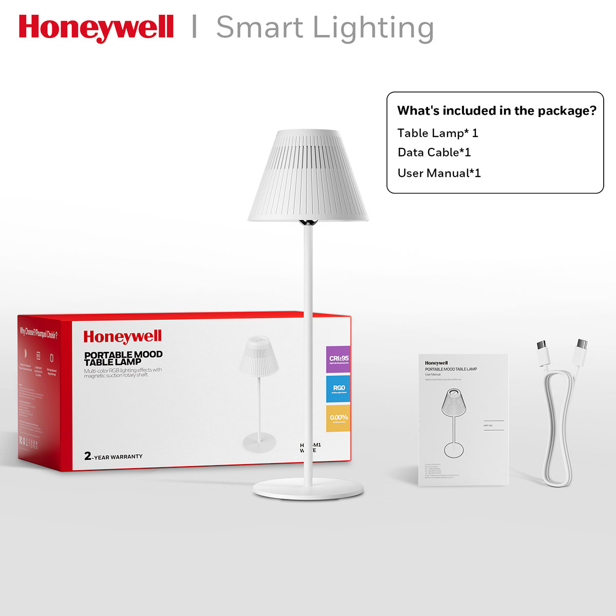 Honeywell Cordless LED Table Lamp with Rechargeable Battery, Color Changing and Touch Controls, White HWT-M1W - Image 8
