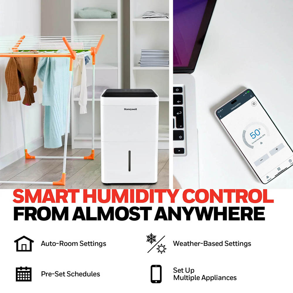 Honeywell TPFIT25AWK 25 Pint Smart Wi-Fi Portable Dehumidifier with Alexa Voice Control - Image 6