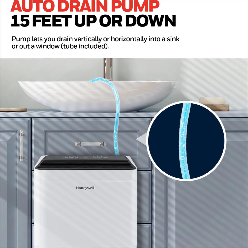 Honeywell TPFIT50PWK 50-Pint Energy Star Portable Dehumidifier with Drain Pump - Image 4